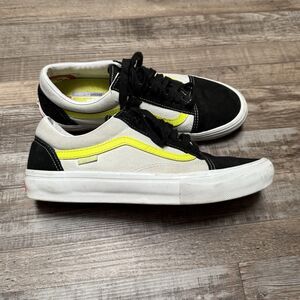 Vans Men's Skate Old Skool Neon True White Yellow Canvas Suede shoes Size 11